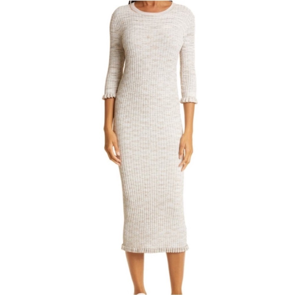 Veronica Beard Richie Ribbed 3 Quarter Sleeve Dress Size S